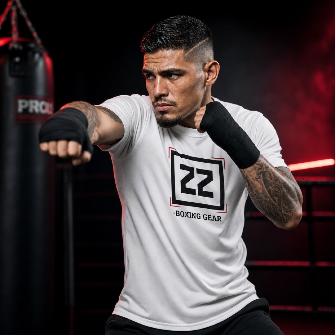 Polera 22BG Blanco en acción